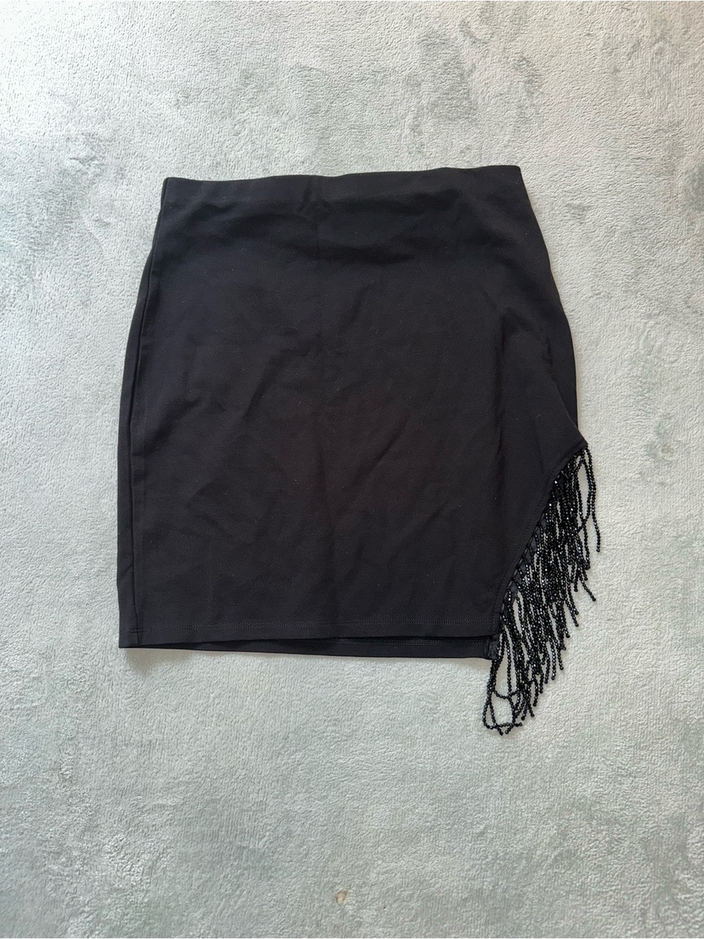 Windsor Black Beaded Fringe Mini Skirt
